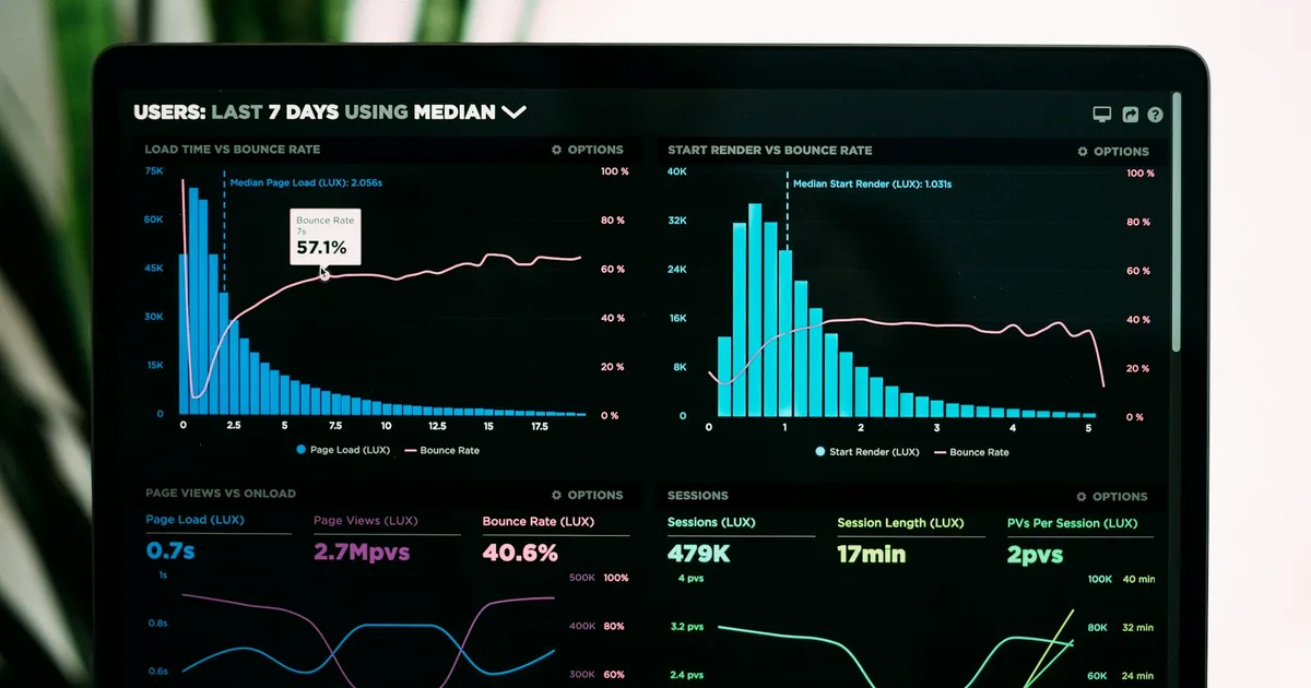 Web analytics dashboard on a laptop screen