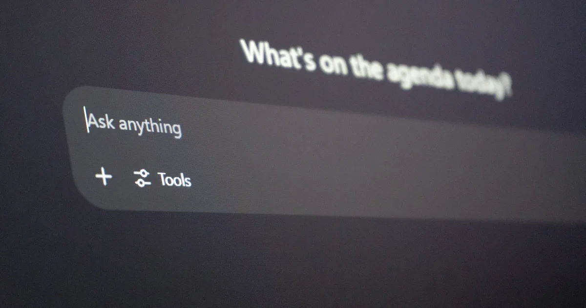 An assistant interface with an "ask anything" prompt